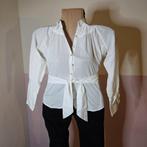 ZGAN RoZU creme blouse met stoffen ceintuur mt 40, Kleding | Dames, Maat 38/40 (M), Beige, Ophalen of Verzenden, Zo goed als nieuw