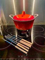 Fonduepan Hackman gietijzer, rood met vorken, Ophalen of Verzenden, Zo goed als nieuw