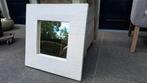 Vierkante. Indiase spiegel met witte lijst van scrapwood, Vierkant, Nieuw, Ophalen of Verzenden, Minder dan 100 cm