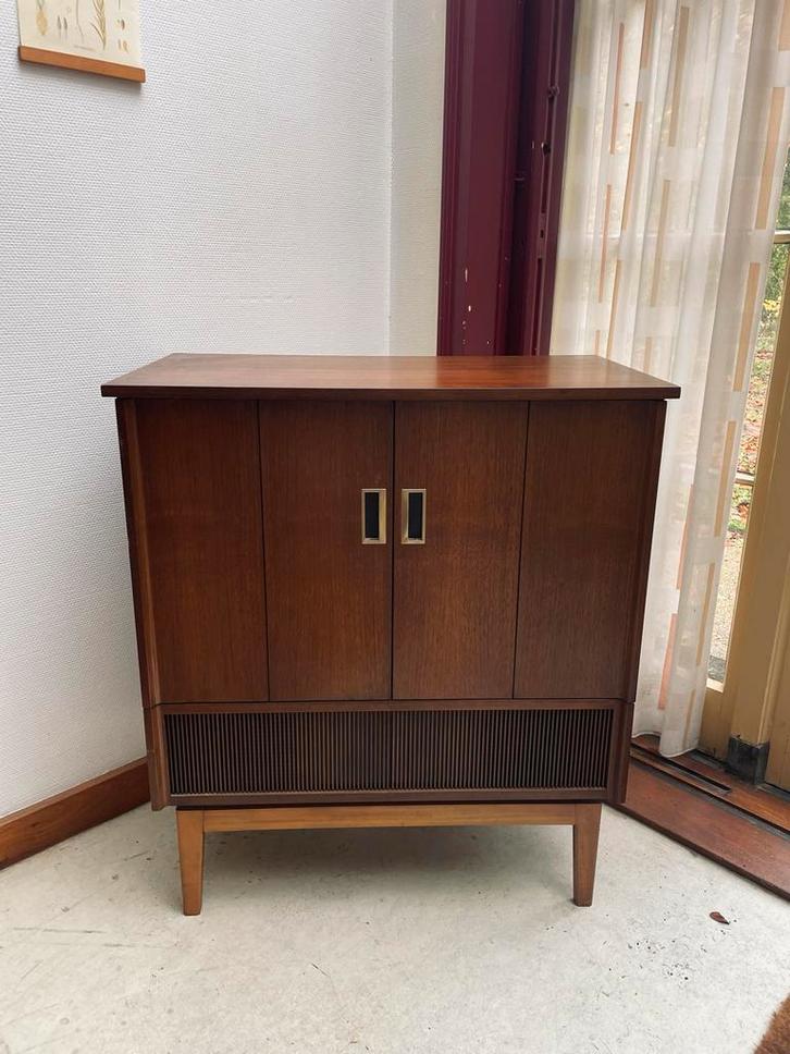 Vintage design kastje met harmonica deuren, Huis en Inrichting, Kasten | Dressoirs, Gebruikt, 50 tot 100 cm, 25 tot 50 cm, Met deur(en)