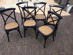 Stoel Kruisrugstoel rattan zitting, Huis en Inrichting, Stoelen, Ophalen, Riet of Rotan, Zwart, Vijf, Zes of meer stoelen