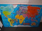 Wereldkaart Puzzel Magneet, Zo goed als nieuw, Van hout, 6 jaar of ouder, Meer dan 50 stukjes