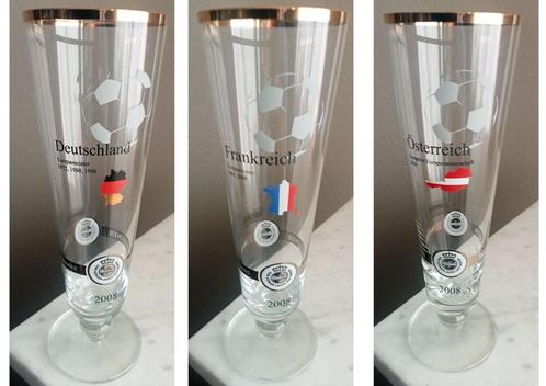 6 Warsteiner voetbalglazen 2008, Verzamelen, Biermerken, Flesje(s), Overige merken, Ophalen of Verzenden