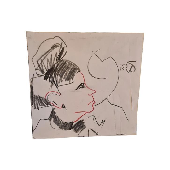 Krijt tekening gesigneerd Miro, Antiek en Kunst, Kunst | Tekeningen en Foto's, Ophalen of Verzenden