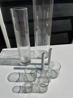 Glazen vazen - Hoge en kleine cilindervormige, Ophalen, Overige kleuren, Minder dan 50 cm, Glas