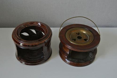 2 antieke stoofjes voor theepotje kinderservies, Antiek en Kunst, Antiek | Speelgoed, Ophalen of Verzenden