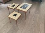 Set van 3 vintage bijzettafeltjes met mozaïk, Minder dan 45 cm, Minder dan 55 cm, Gebruikt, Rond