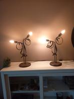 2 IJzeren Tafellampen met LED lampen, Ophalen of Verzenden, Gebruikt