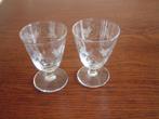 2 antiek met druiven en ranken geetste glas glaasje romers, Antiek en Kunst, Ophalen of Verzenden