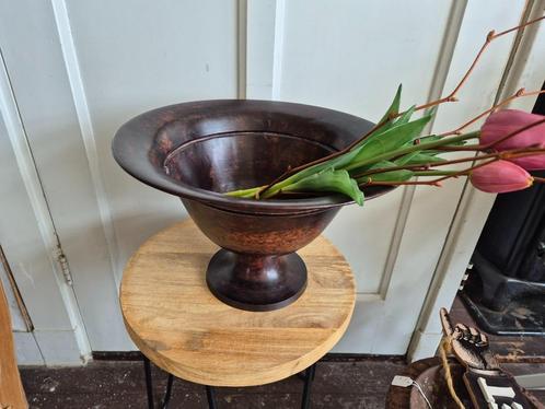 Bloempot schaal op voet, Tuin en Terras, Bloempotten, Zo goed als nieuw, Metaal, Binnen, Balkon, Tuin, Minder dan 25 cm, Rond