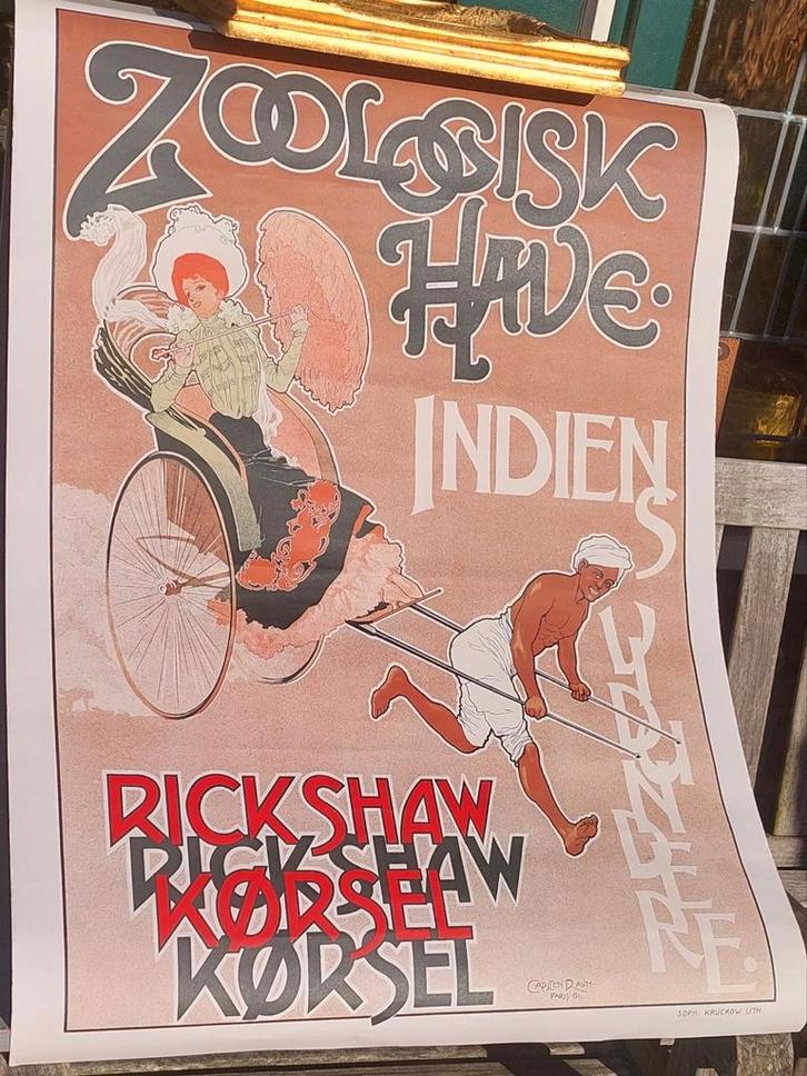 Vintage Rickshaw Kørsel Poster, Verzamelen, Posters, Ophalen of Verzenden