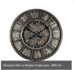 Grote Tandwiel Klok Maaike S Dark Grey - Nieuw!, Ophalen of Verzenden, Nieuw, Analoog, Wandklok