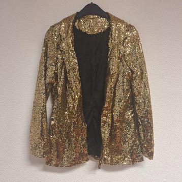 Nieuw goudkleurig pailletten kolbert, M en L beschikbaar voor biedingen