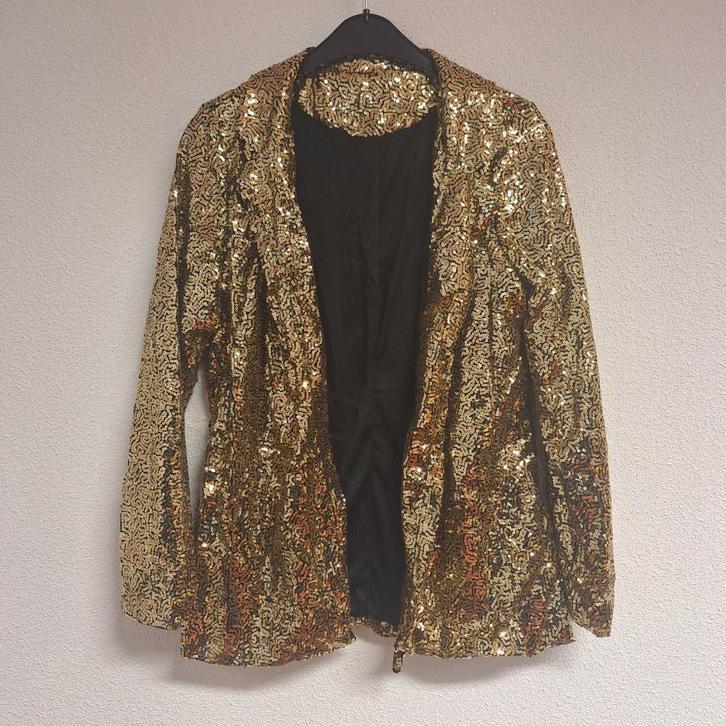 Nieuw goudkleurig pailletten kolbert, M en L, Kleding | Dames, Jasjes, Kostuums en Pakken, Nieuw, Jasje, Maat 38/40 (M), Overige kleuren
