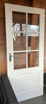 Houten witte landelijke binnendeur met 6 ruiten, Doe-het-zelf en Verbouw, Deuren en Horren, 80 tot 100 cm, Gebruikt, Hout, Ophalen