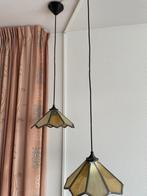 2 antieke hanglampjes met glas in lood, Huis en Inrichting, Lampen | Hanglampen, Ophalen, Zo goed als nieuw, Glas, Minder dan 50 cm
