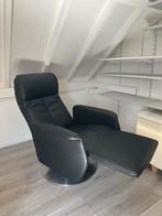 Zwarte leren relaxstoel, Huis en Inrichting, Fauteuils, Ophalen, Gebruikt, 100 tot 125 cm, Leer