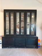 Grote zwarte buffetkast - Opknapper, Ophalen, Gebruikt, 200 cm of meer, Glas