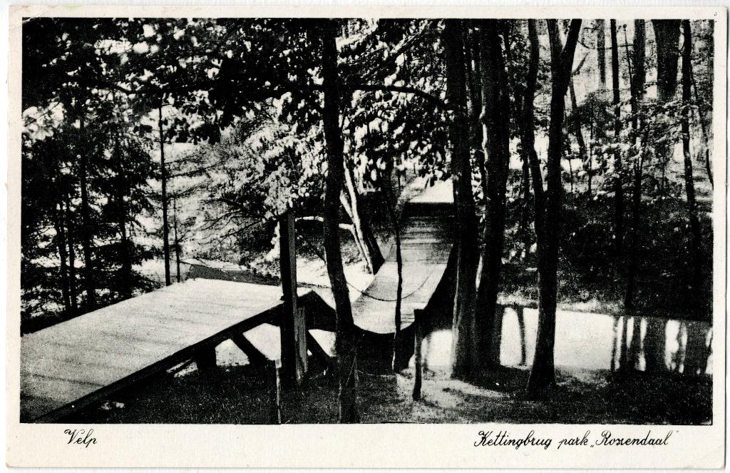 Velp (Gld), Kettingbrug park Rozendaal, verstuurd 1938,, Verzenden, 1920 tot 1940, Gelopen, Gelderland