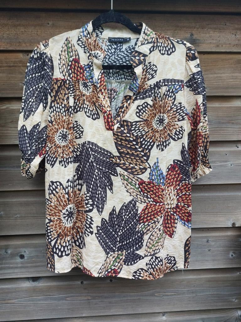 Bewerkt shirtje tuniek Perscara maat M/38, Kleding | Dames, Blouses en Tunieken, Ophalen of Verzenden, Zo goed als nieuw, Maat 38/40 (M)