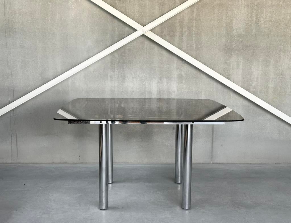 Vintage chroom eetkamertafel, 1980’s, Ophalen of Verzenden