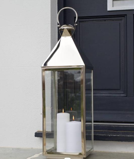 Roestvrijstallen Windlicht en Glas, Ophalen of Verzenden