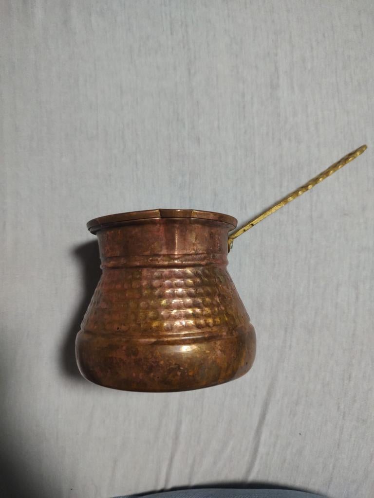 Antieke koperen koffiepot / cezve met gehamerd design, Ophalen of Verzenden