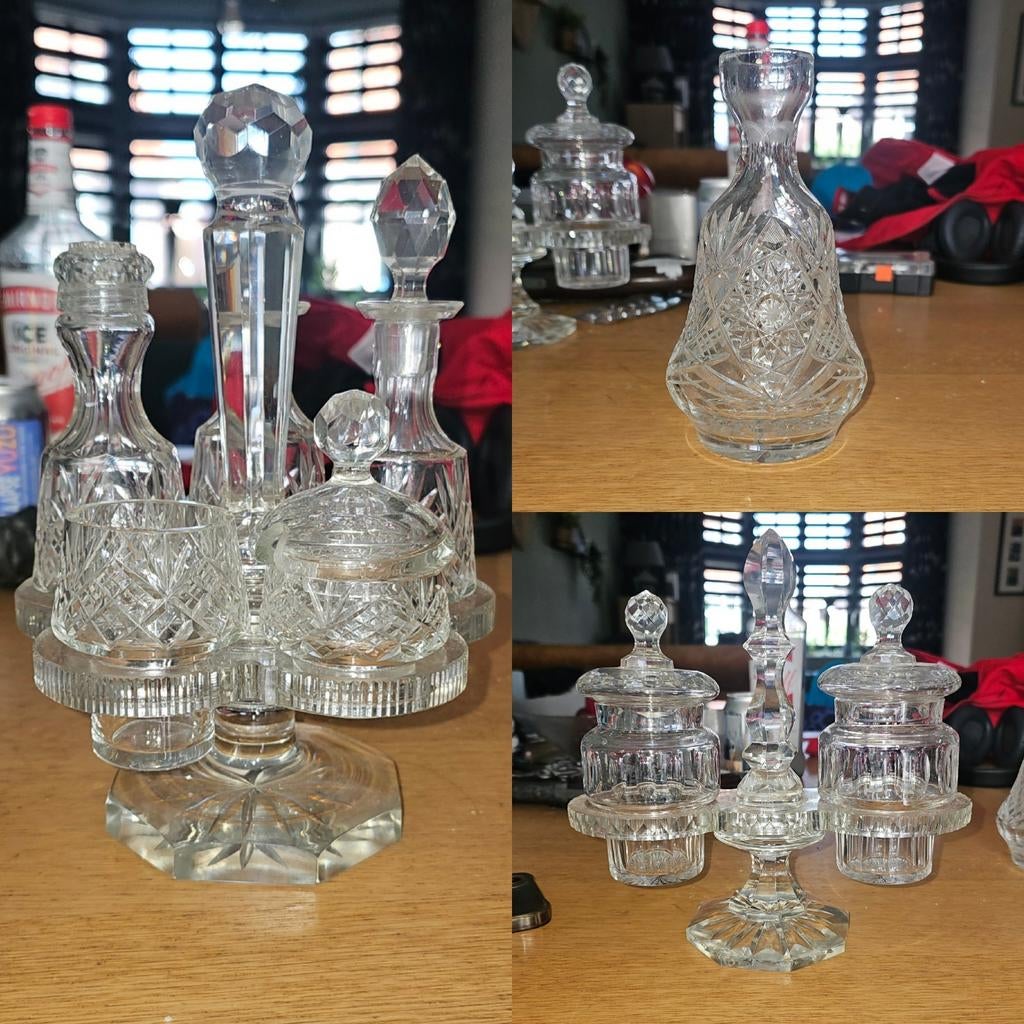 19th-century Boven cut crystal cruet set, Antiek en Kunst, Antiek | Glas en Kristal, Ophalen of Verzenden