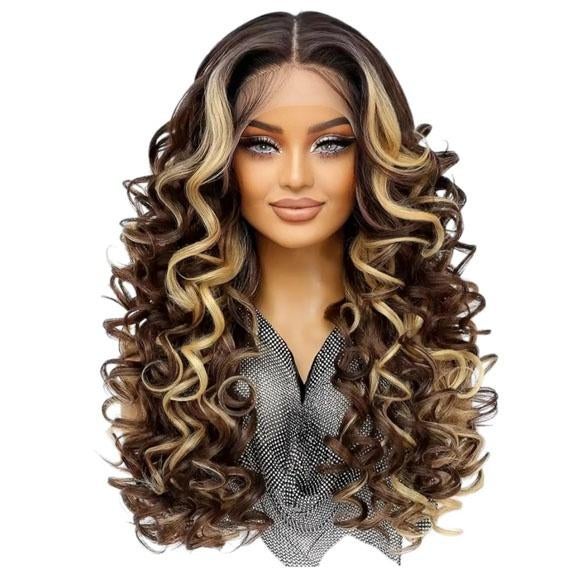 Lace front pruik lang krullend haar zonder pony P4-27, Ophalen of Verzenden, Nieuw, Pruik of Haarverlenging