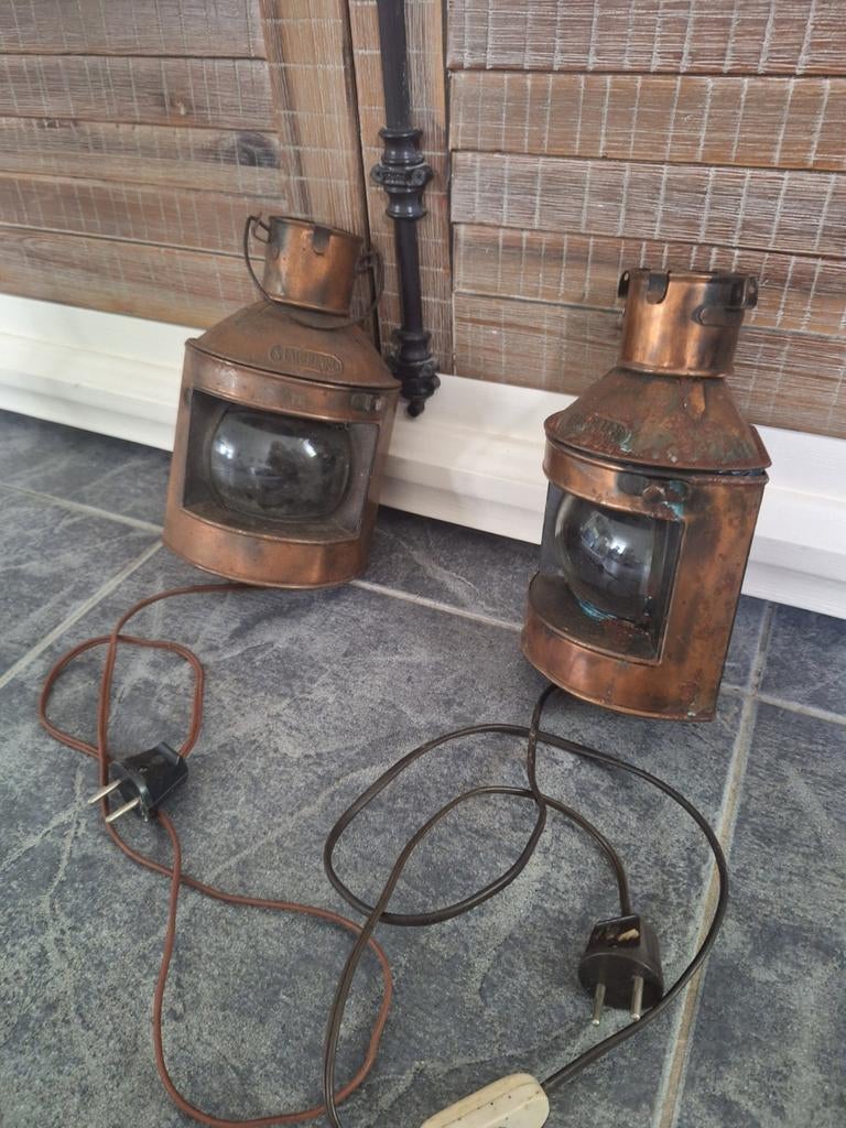 Antieke nautische starboard lampen omgebouwd, Antiek en Kunst, Antiek | Lampen, Ophalen