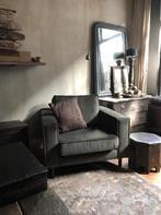 WOOOD Fauteuil Robin fluweel warmgroen met hocker, Ophalen, Stof, Minder dan 75 cm, Zo goed als nieuw