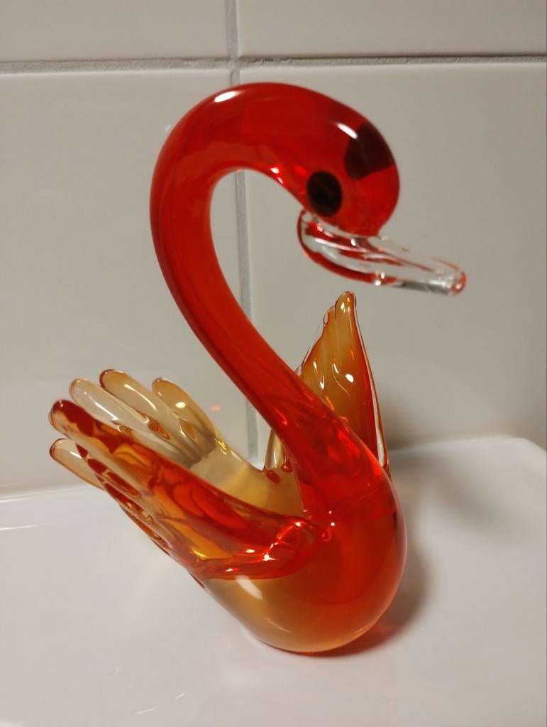 Murano seguso sommerso glazen zwaan, Ophalen of Verzenden
