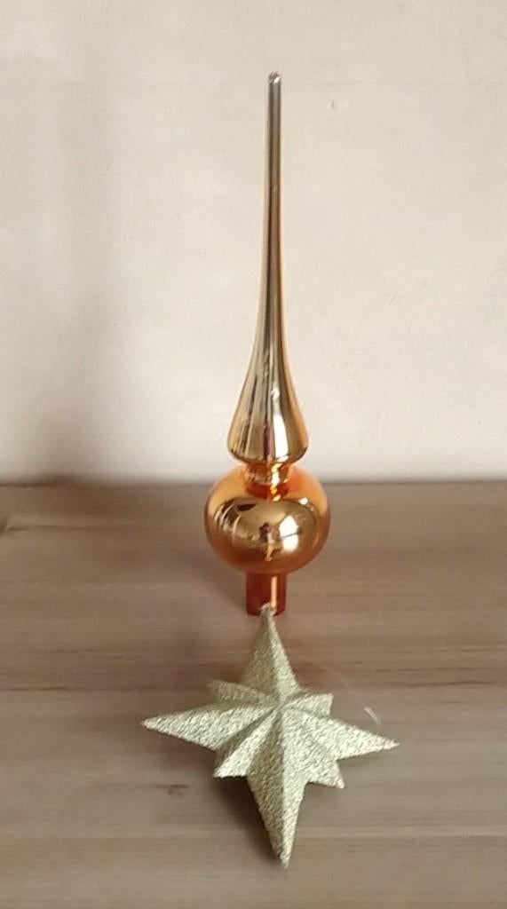 kerstboom ster en piek goudkleur, volgnr 9, Diversen, Kerst, Ophalen of Verzenden, Zo goed als nieuw