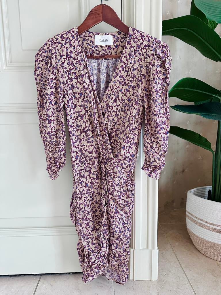 Ba&sh Jurk Print Maat 0 - Nieuw, Beige, Nieuw, Ophalen of Verzenden, Knielengte