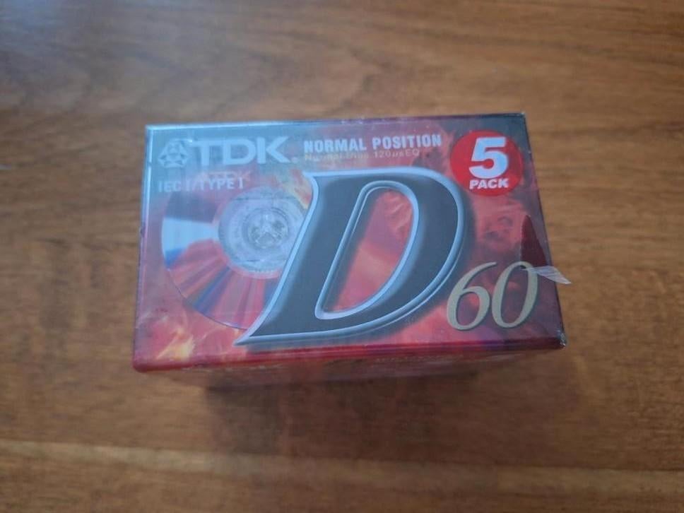 Nieuw gesealde 5x TDK D-60EB Type I cassettes, Cd's en Dvd's, Cassettebandjes, Ophalen of Verzenden, Nieuw in verpakking, 2 t/m 25 bandjes