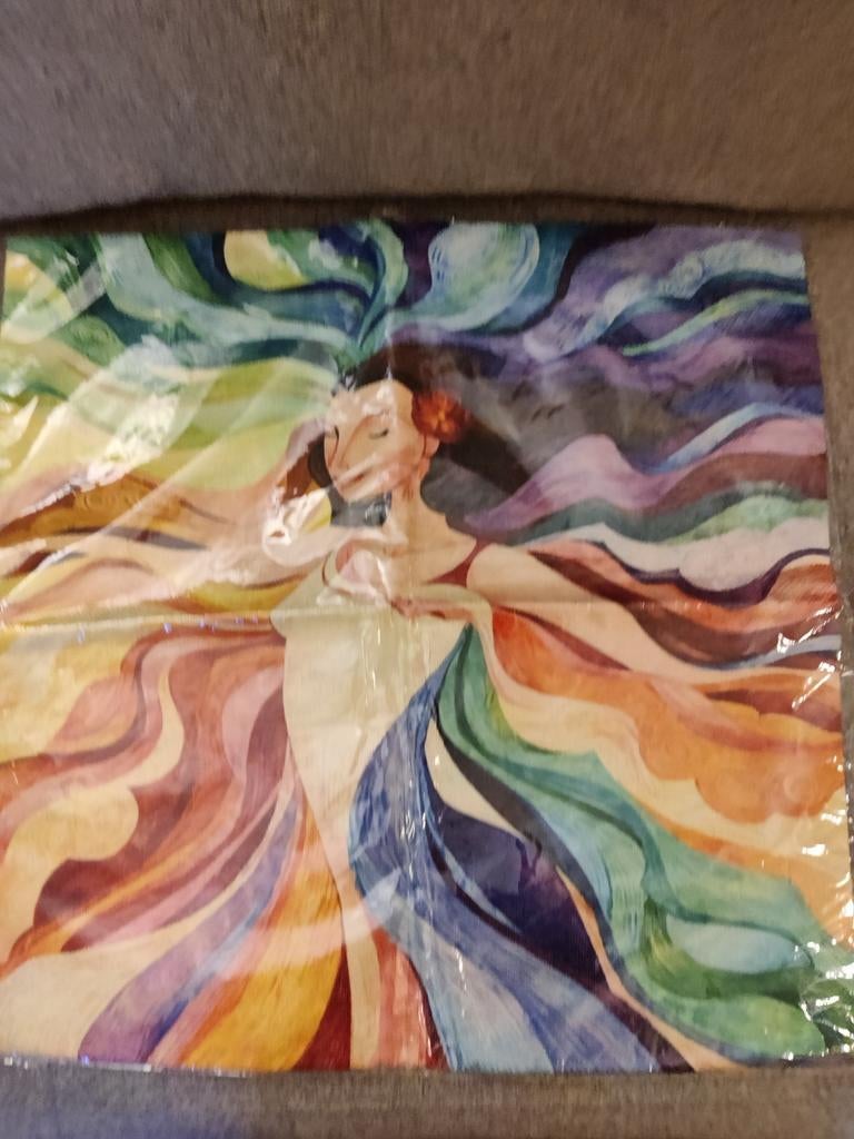 Regenboog meisje illustratie kussenhoes, Ophalen of Verzenden, Nieuw, Wit, Vierkant