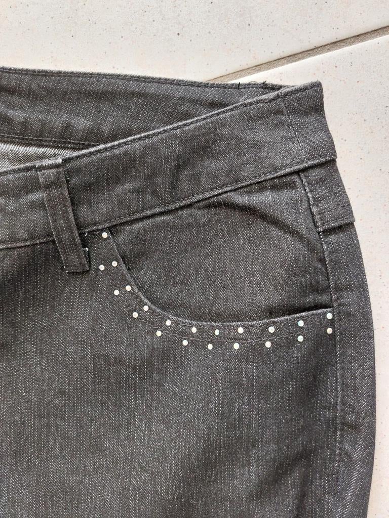 Zwarte jeans maat 46 met steentjes, Ophalen of Verzenden
