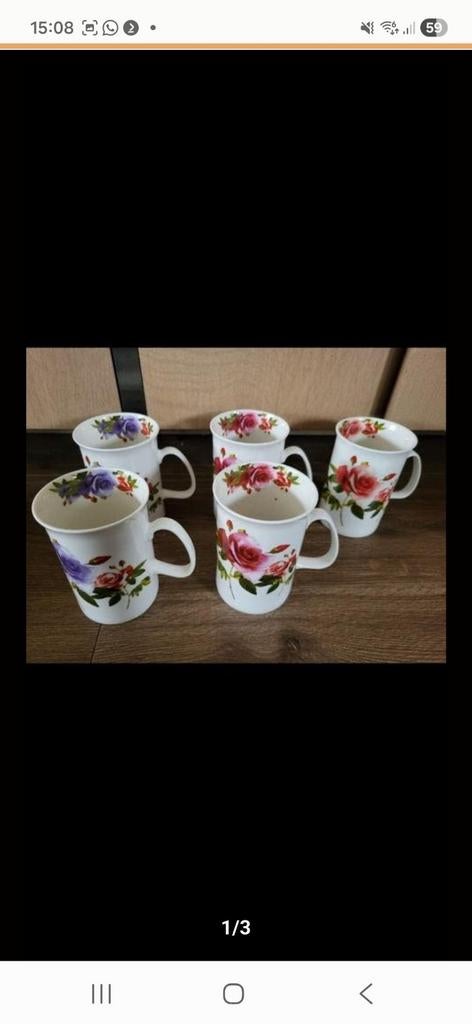 Siaki 5 bekers met bloemen €7,50, Ophalen of Verzenden, Overige stijlen, Kop(pen) en/of Schotel(s)