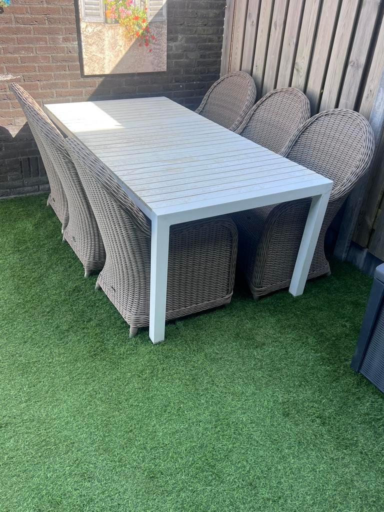 Tuintafel met 6 stoelen – complete set, Ophalen, Zo goed als nieuw, Stoel
