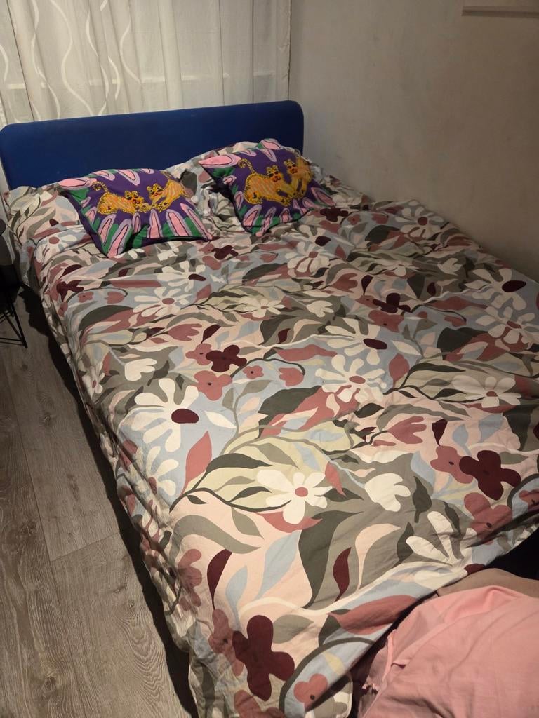 Tweepersoonsbed met matras - IKEA, Gebruikt, Blauw, Tweepersoons, 200 cm