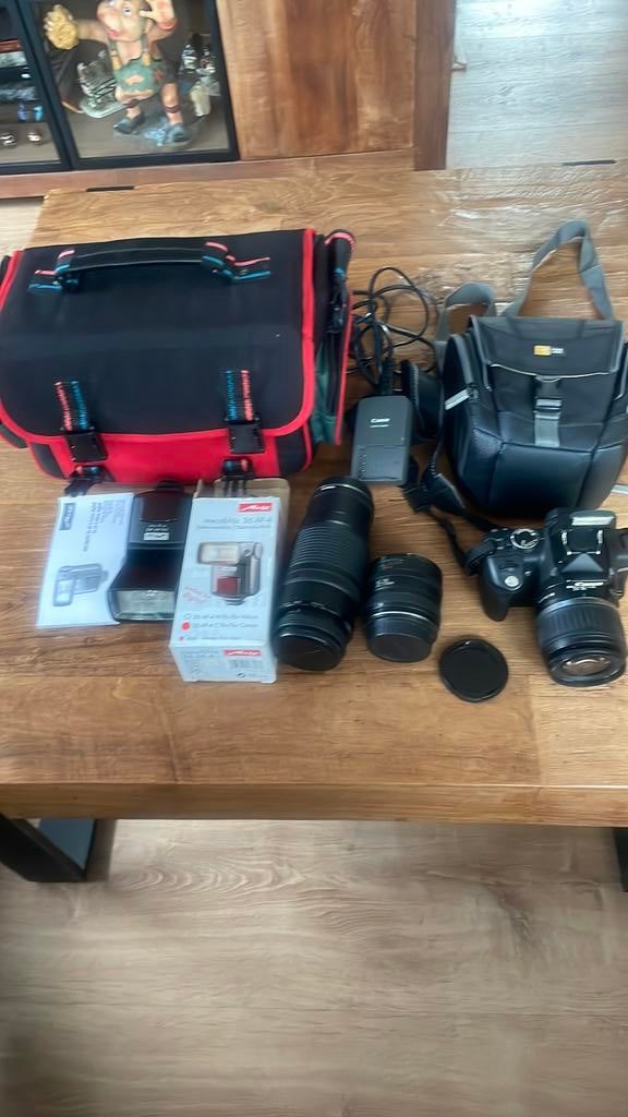 Digitale Canon 350D met 3 lenzen en flitser, Ophalen, Spiegelreflex, Canon, Zo goed als nieuw