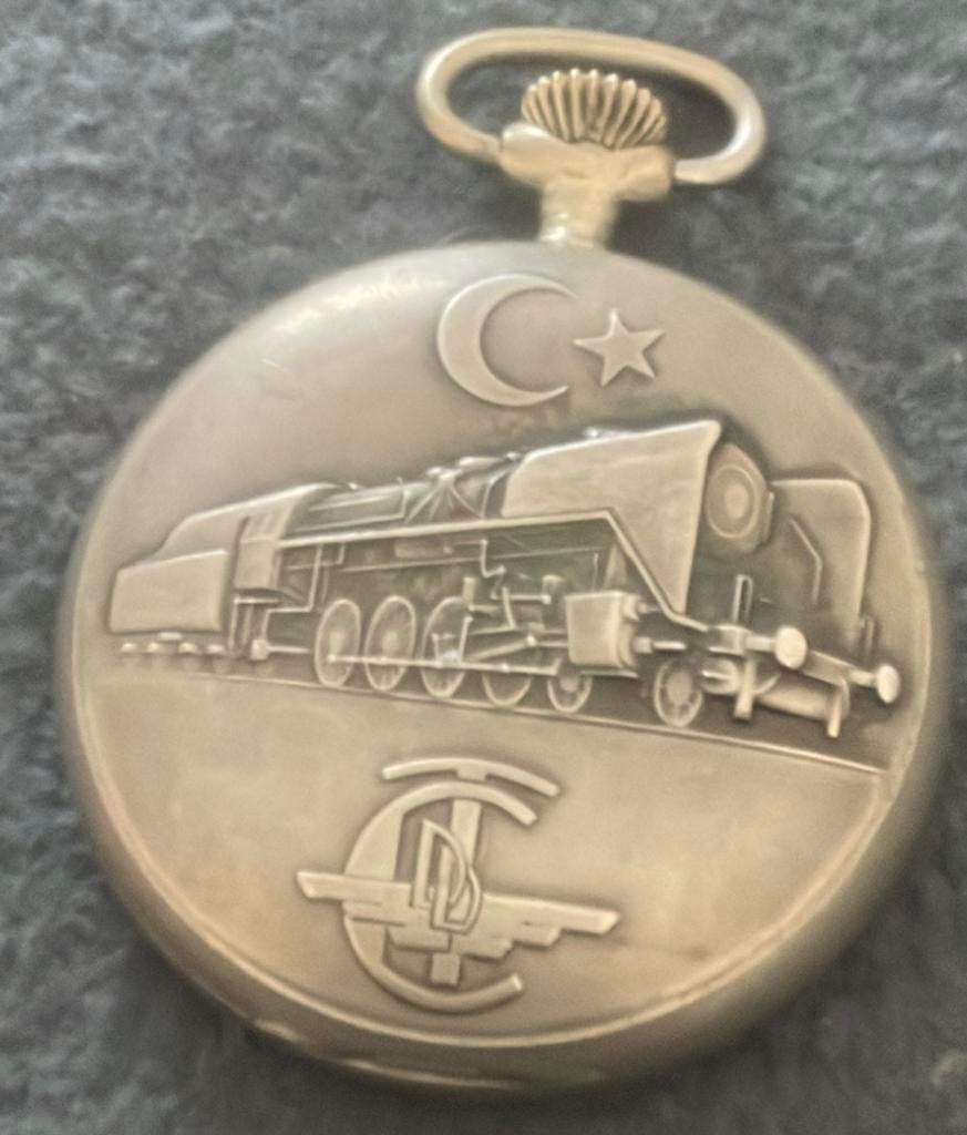 Indus zakhorloge met trein van de Turkse spoorwegen, Overige merken, Overige materialen, Zakhorloge, Gebruikt