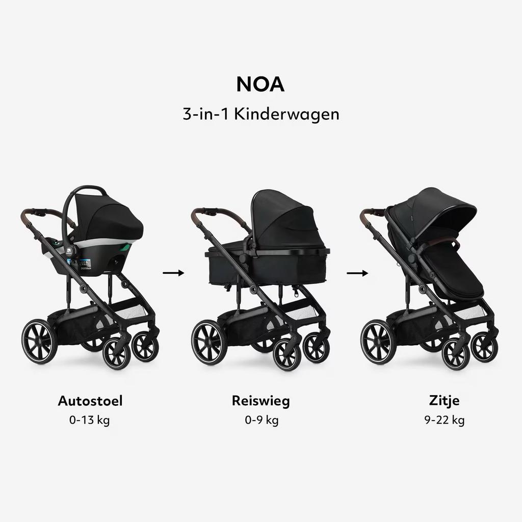 Deryan Noa 3-in-1 Kinderwagen, Zo goed als nieuw, Combiwagen, Met autostoeltje, Ophalen