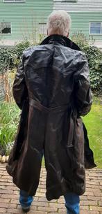 Oude lange leren jas, jaren vijftig vorige eeuw, Ophalen of Verzenden, Gedragen, Maat 56/58 (XL), Zwart