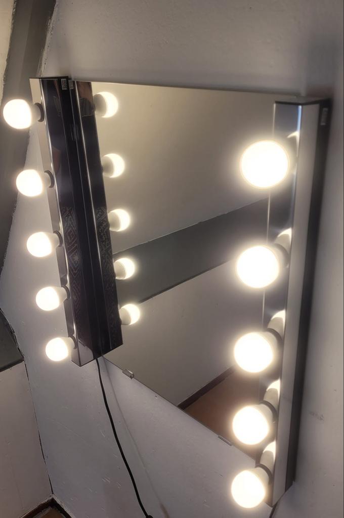 Hollywood spiegel met verlichting, Ophalen of Verzenden, Rechthoekig, Minder dan 50 cm, Minder dan 100 cm