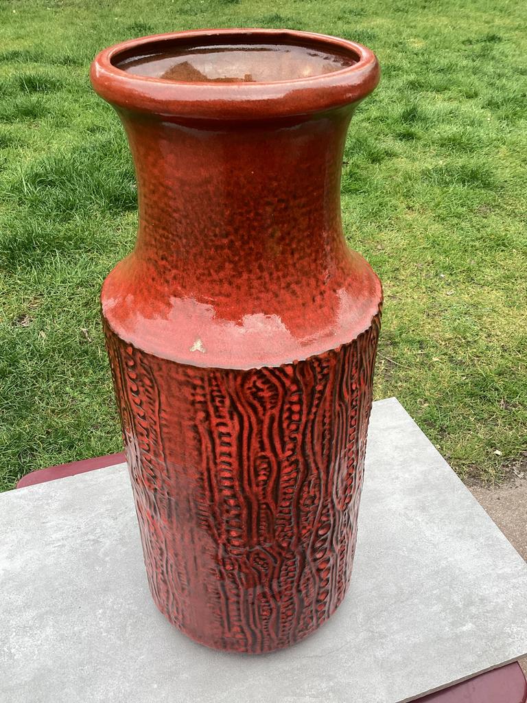 Retro rode vaas van Carstens (West Germany) - Model 7651, Huis en Inrichting, Woonaccessoires | Vazen, Gebruikt, 50 tot 75 cm