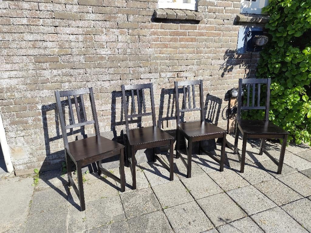 Eetkamerstoel 4x bruinzwart Stefan, Ophalen, Gebruikt, Zwart, Vier