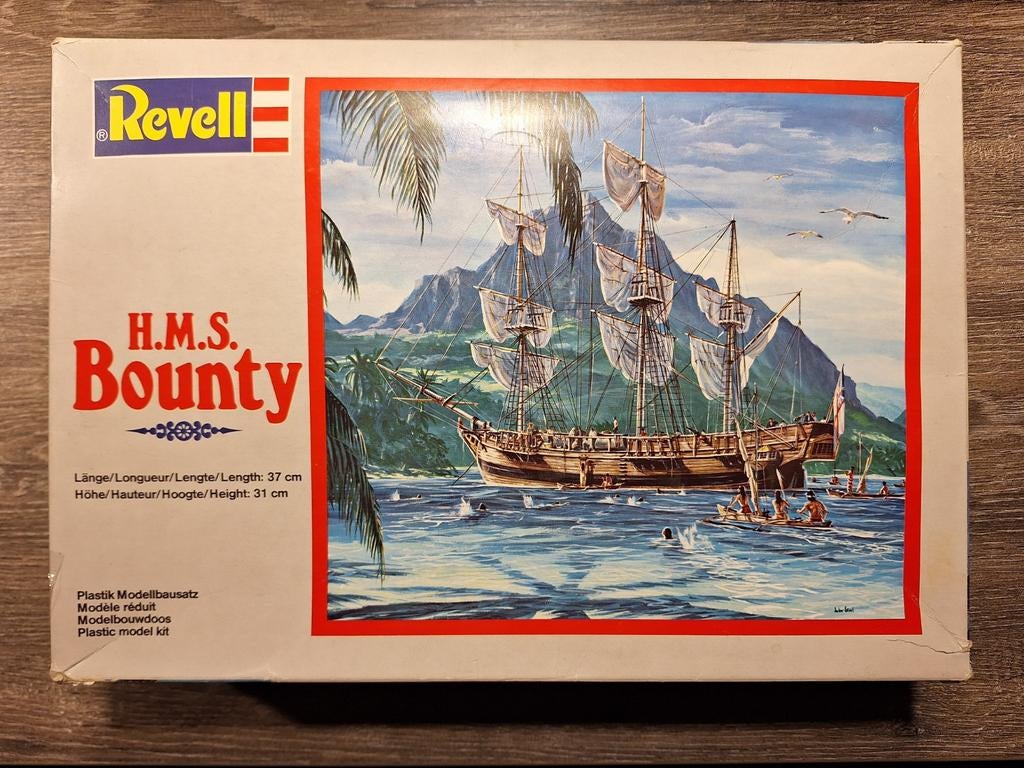 Revell H.M.S. Bounty H-5407, jaar 1981, compleet goede staat, Ophalen of Verzenden, Gebruikt, 1:50 tot 1:200, Revell