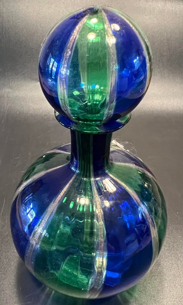 Vintage Murano Linea Valentina blauw/groen parfumflesje., Ophalen of Verzenden