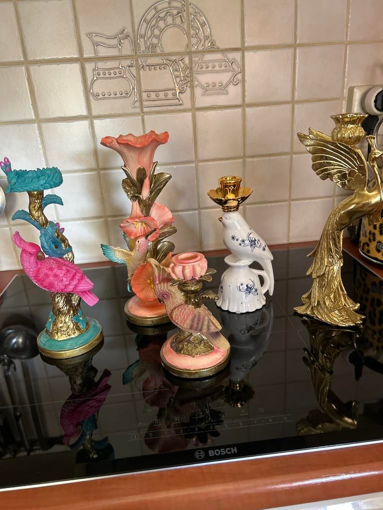 5 Nieuwe Kaarsenstandaards in de vorm van Vogels, Huis en Inrichting, Woonaccessoires | Kandelaars en Kaarsen, Ophalen, Overige materialen